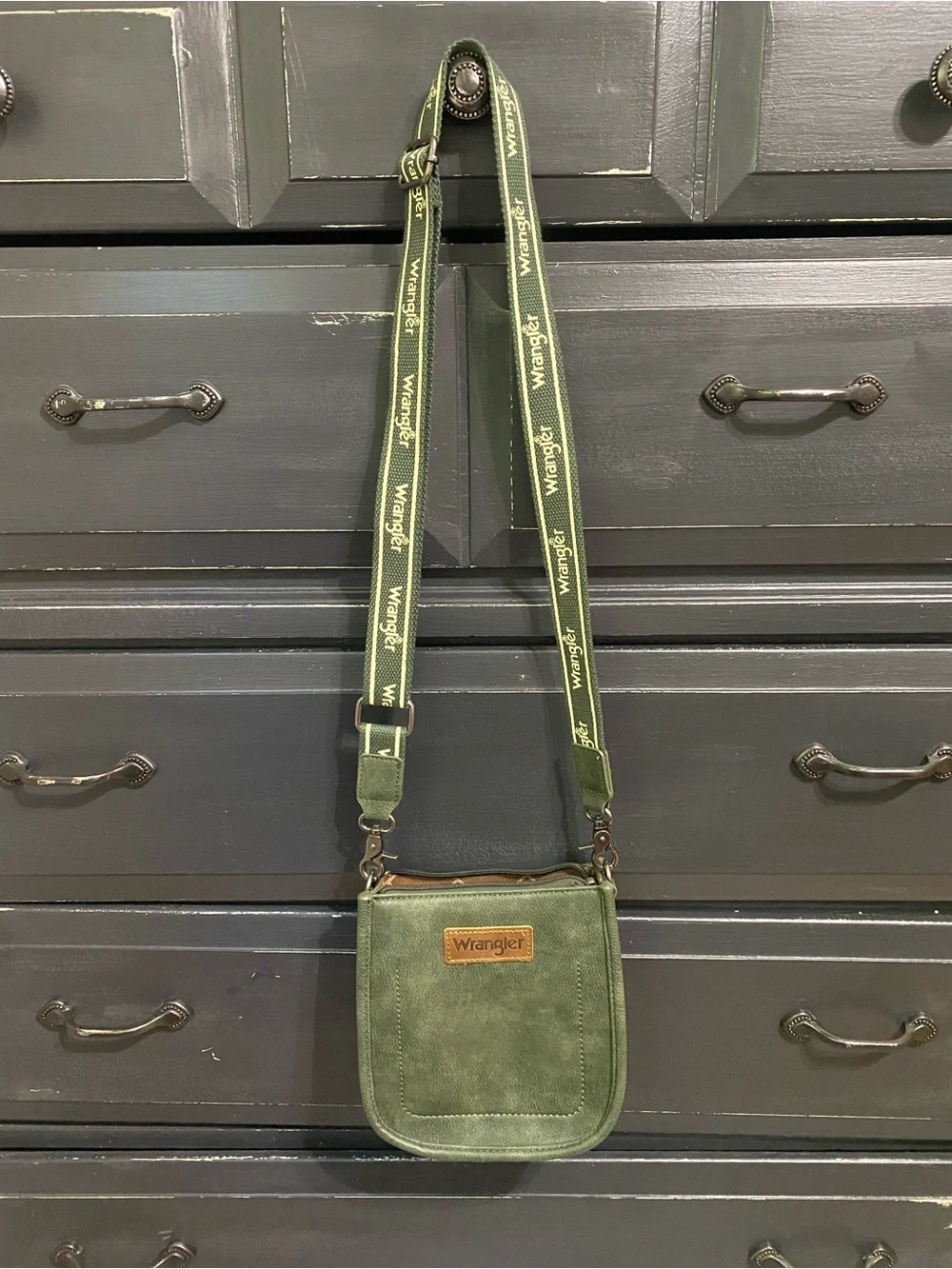 Wrangler Olive Green Mini Crossbody with Branded Patch - Picture 2 of 4